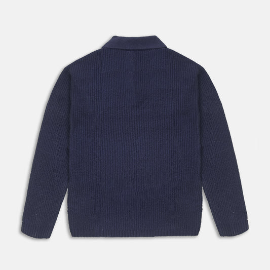 Pull polo côtes navy