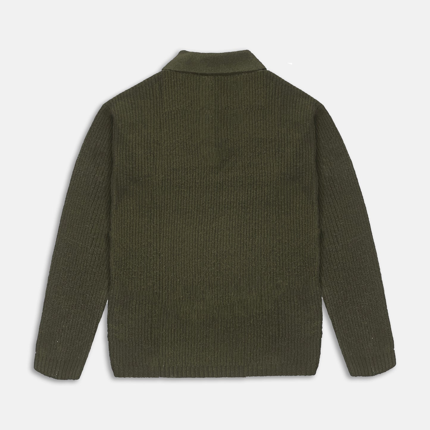 Khaki ribbed polo sweater