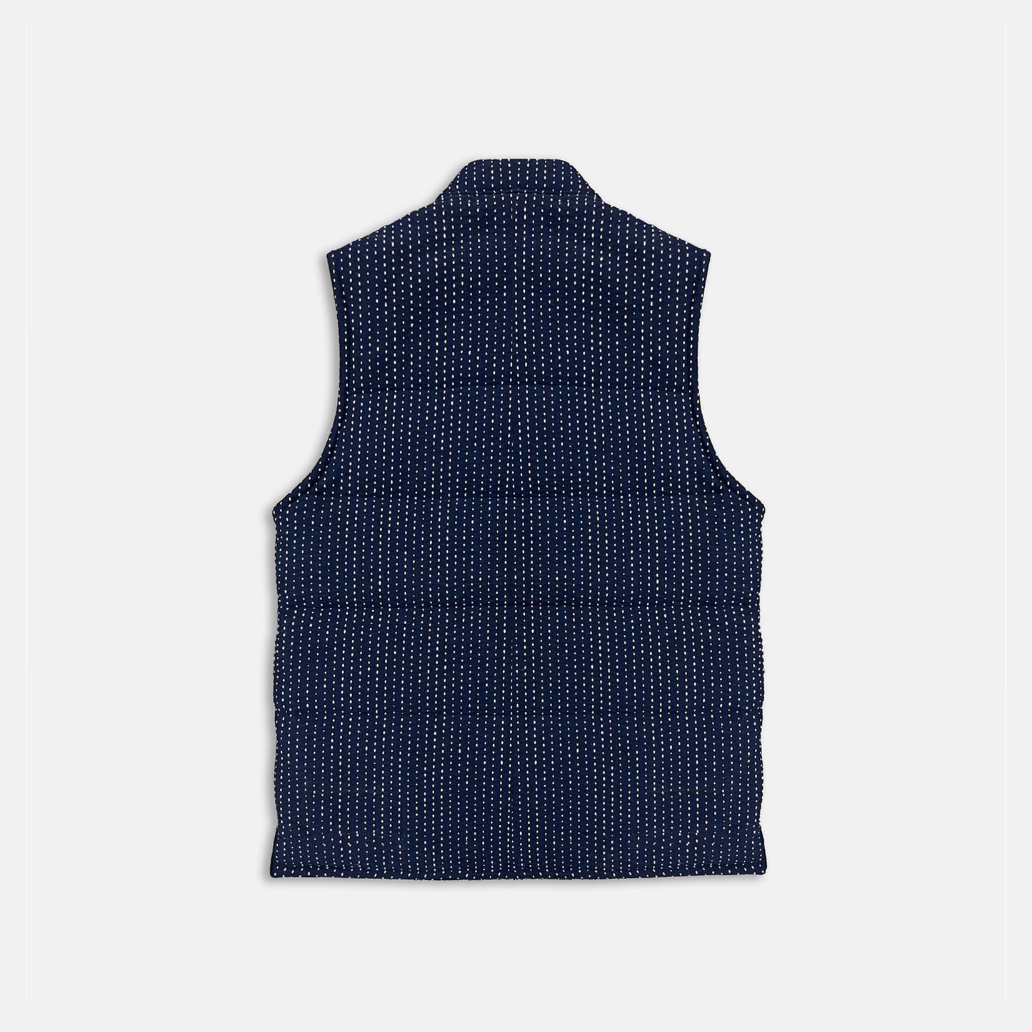 indigo puffer vest
