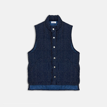 indigo puffer vest