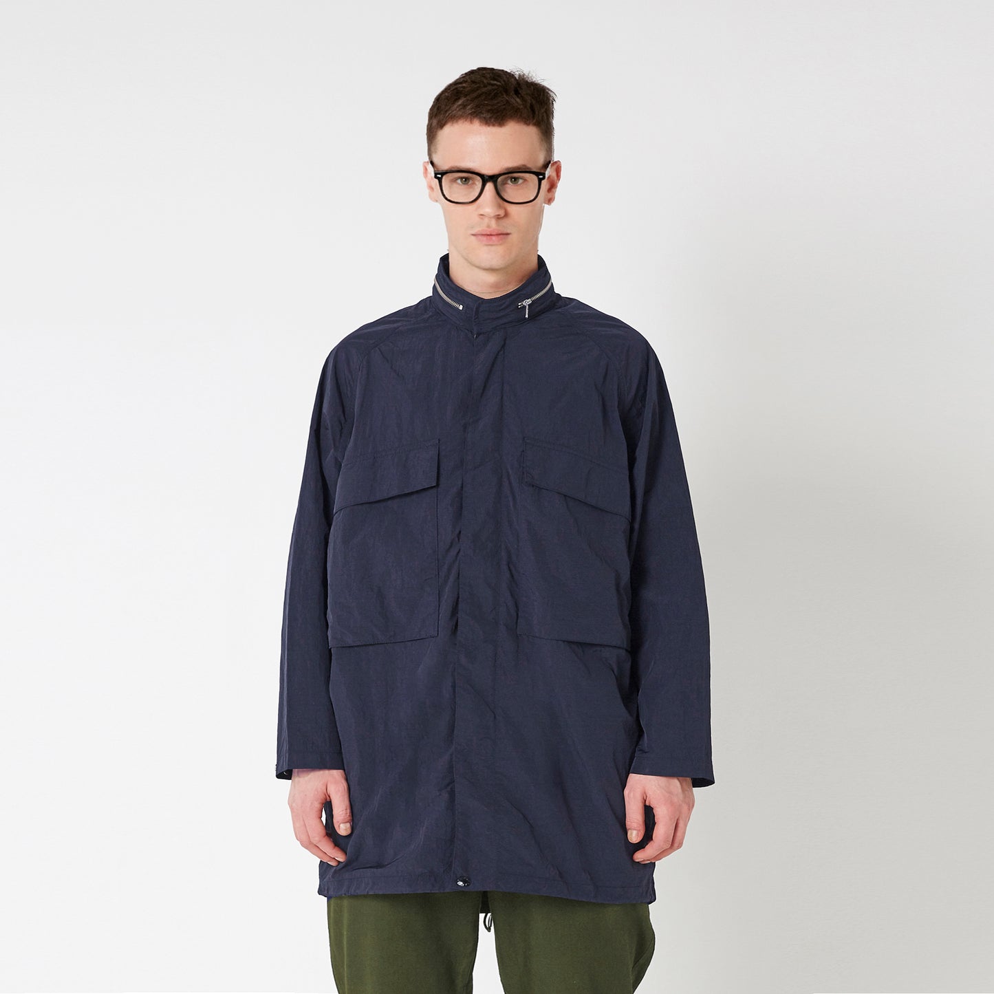 navy nylon parka