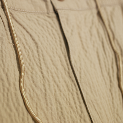 beige seersucker Bermuda shorts
