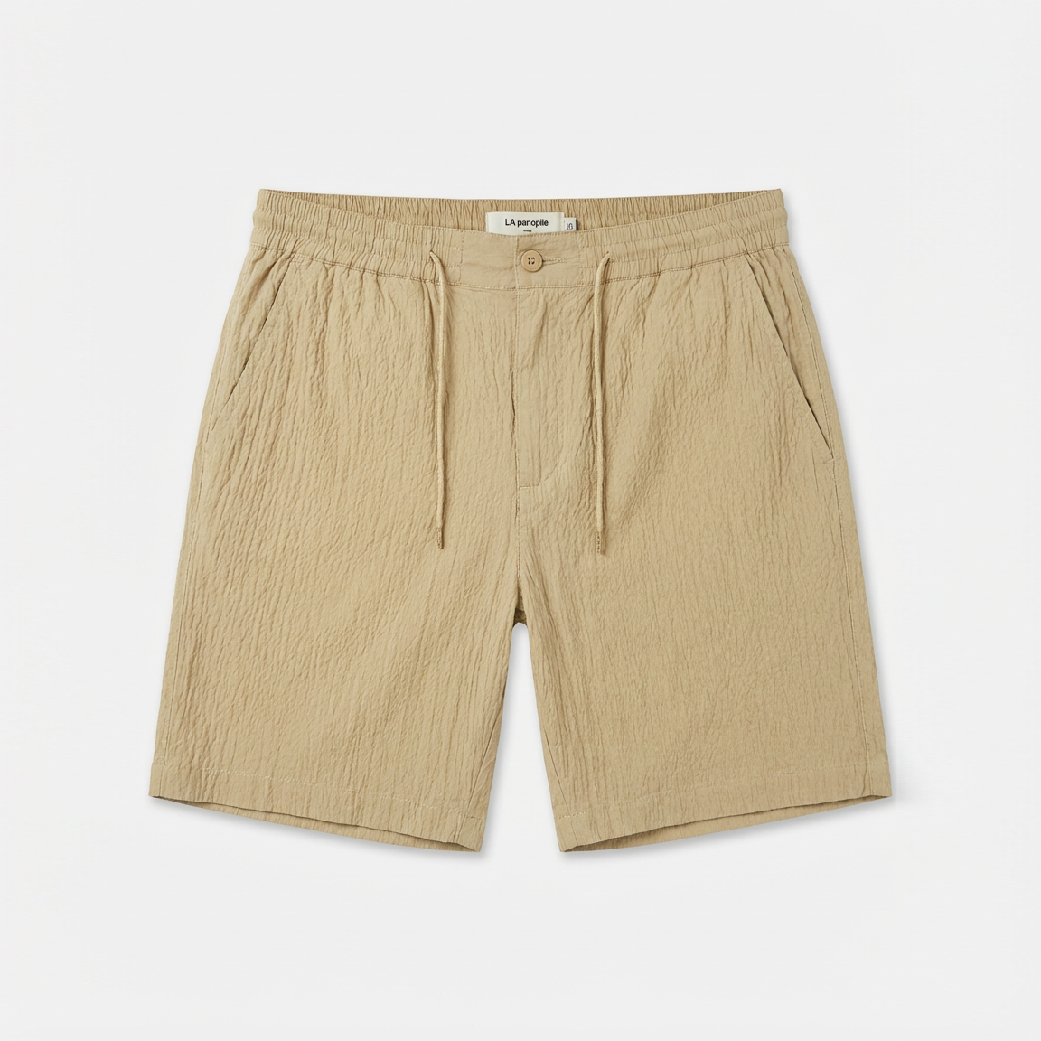 beige seersucker Bermuda shorts