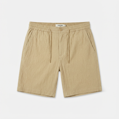 beige seersucker Bermuda shorts
