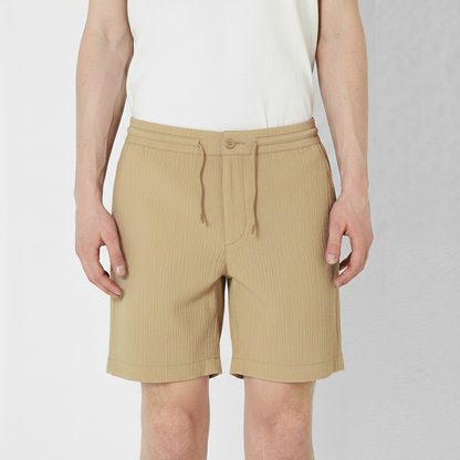 beige seersucker Bermuda shorts