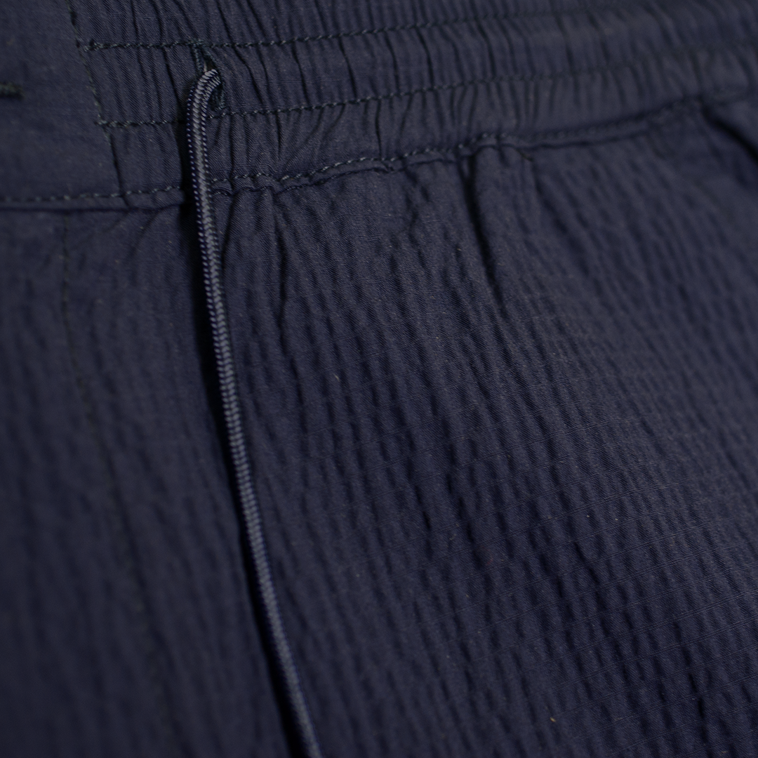 navy seersucker Bermuda shorts