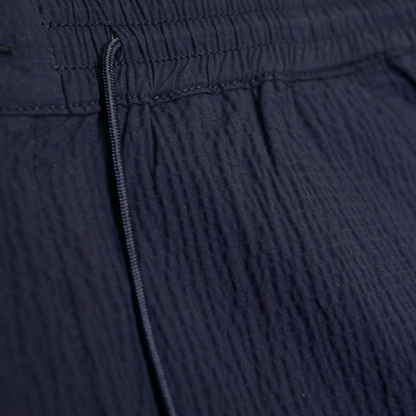 navy seersucker Bermuda shorts