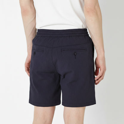 navy seersucker Bermuda shorts