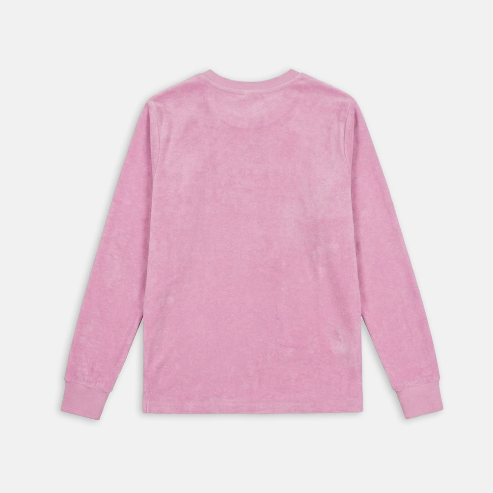 pink terrycloth sweatshirt