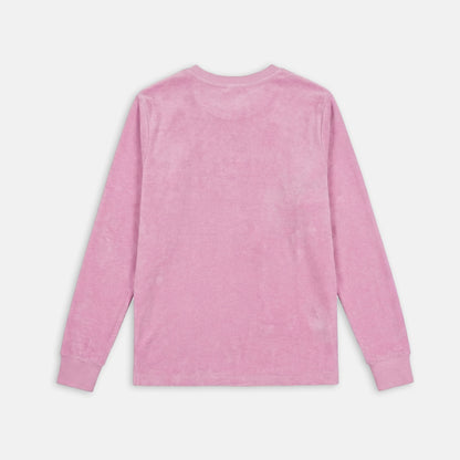 pink terrycloth sweatshirt