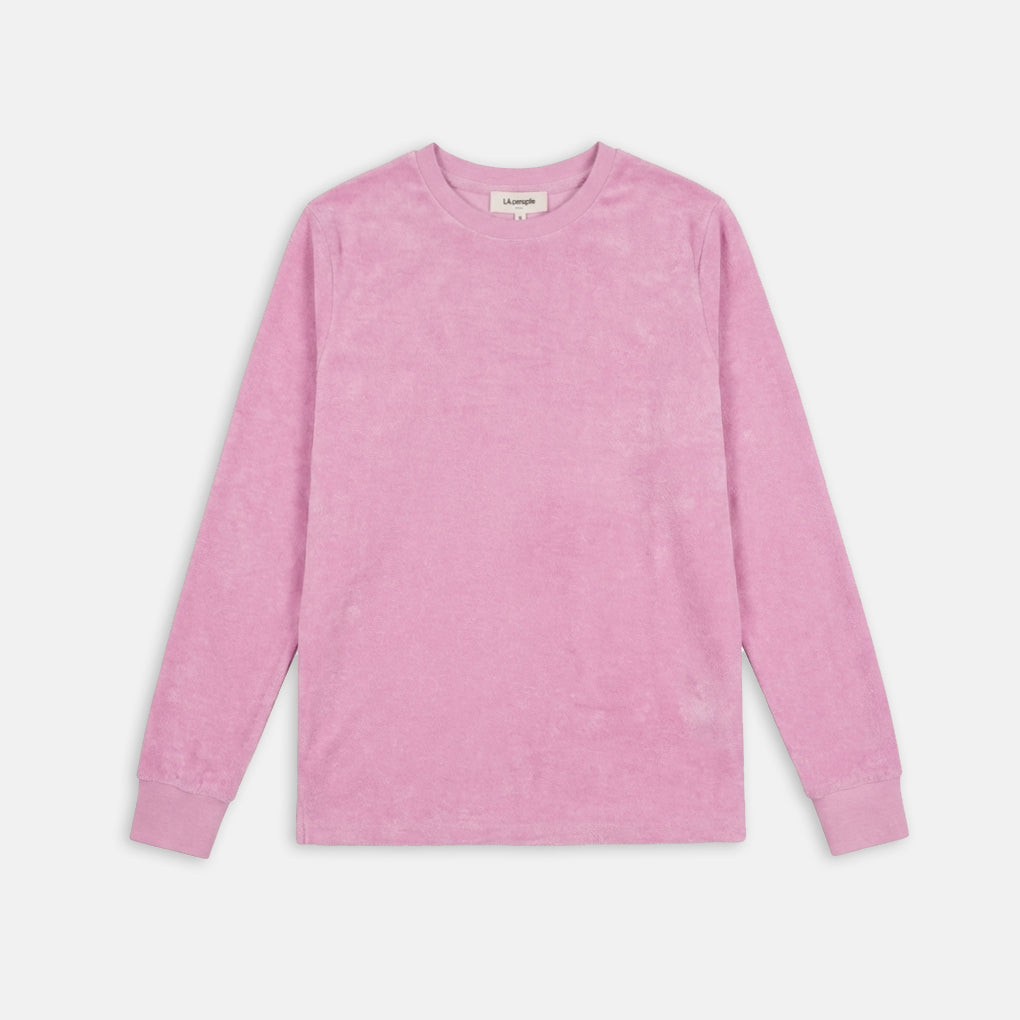 pink terrycloth sweatshirt