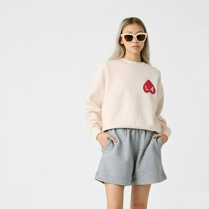 Sweat girl coeur ecru