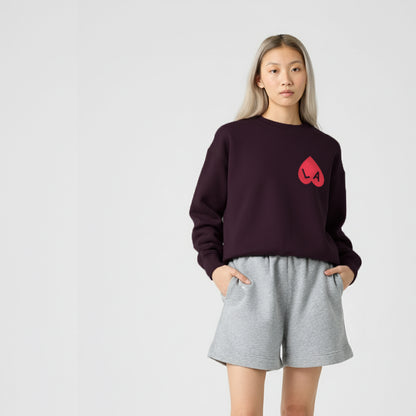 Sweat girl coeur bordeaux
