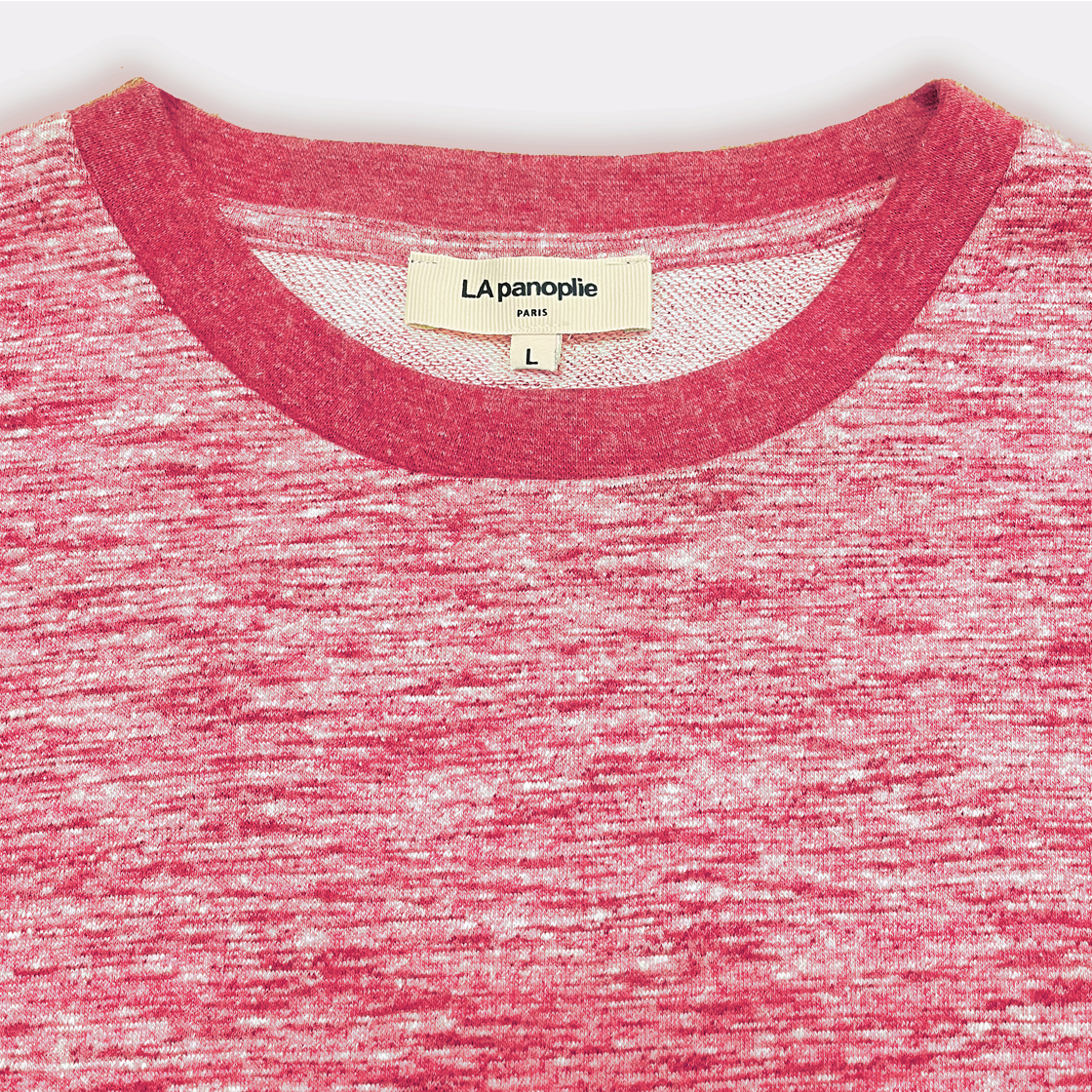 red heathered sweatshirt