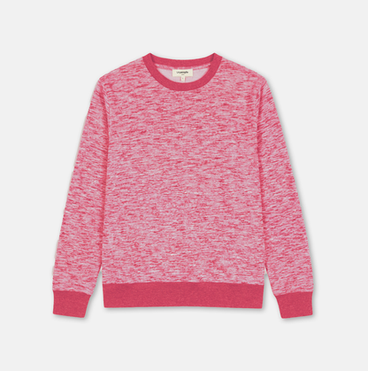 red heathered sweatshirt