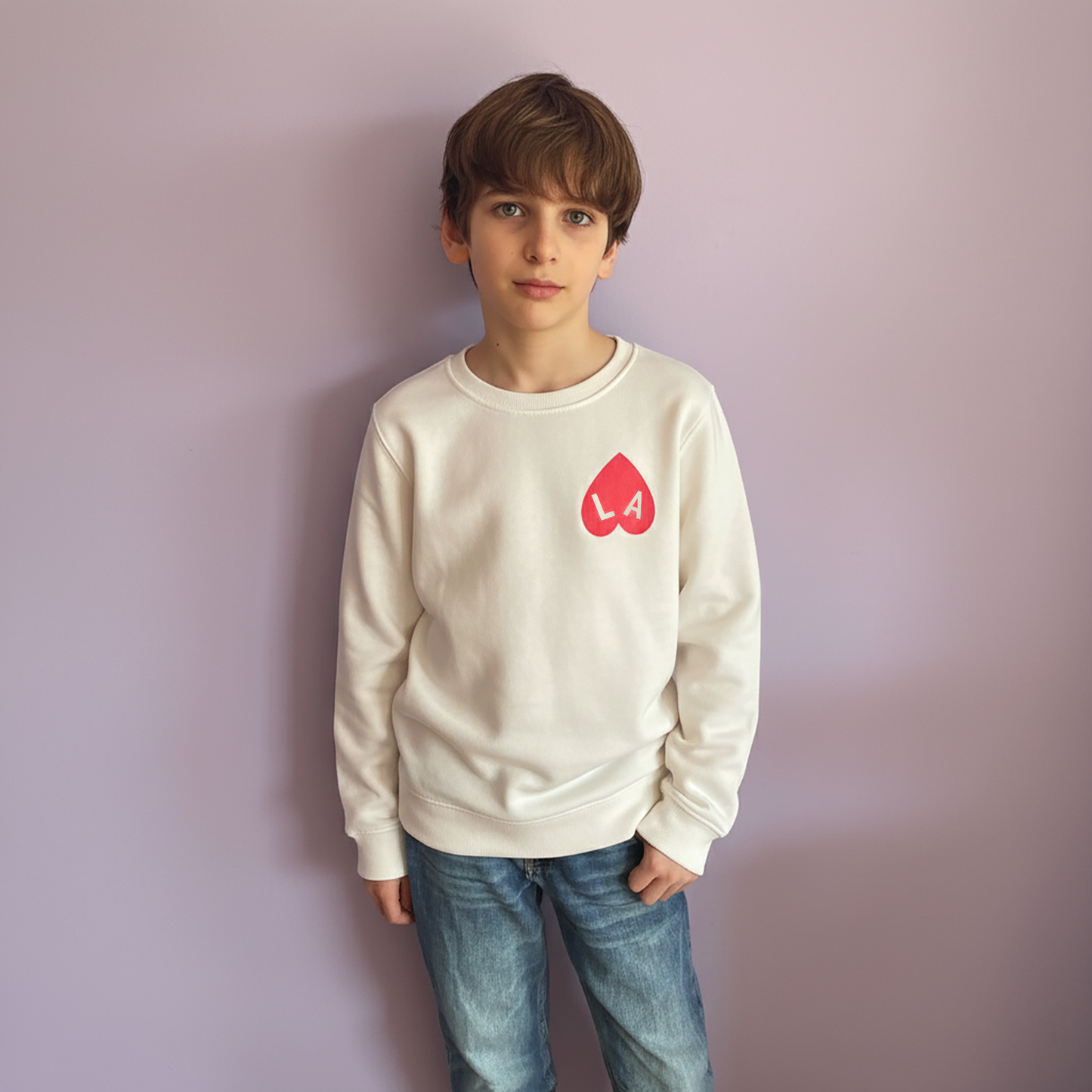 Sweat kids coeur ecru