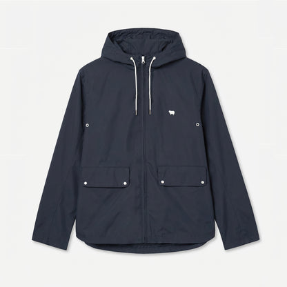 navy rain jacket