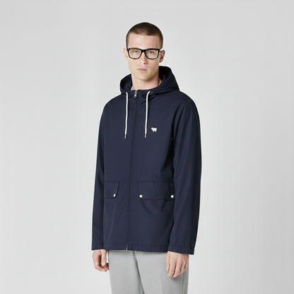 navy rain jacket