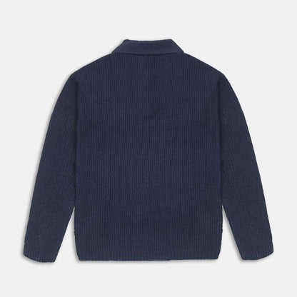 navy ribbed polo sweater