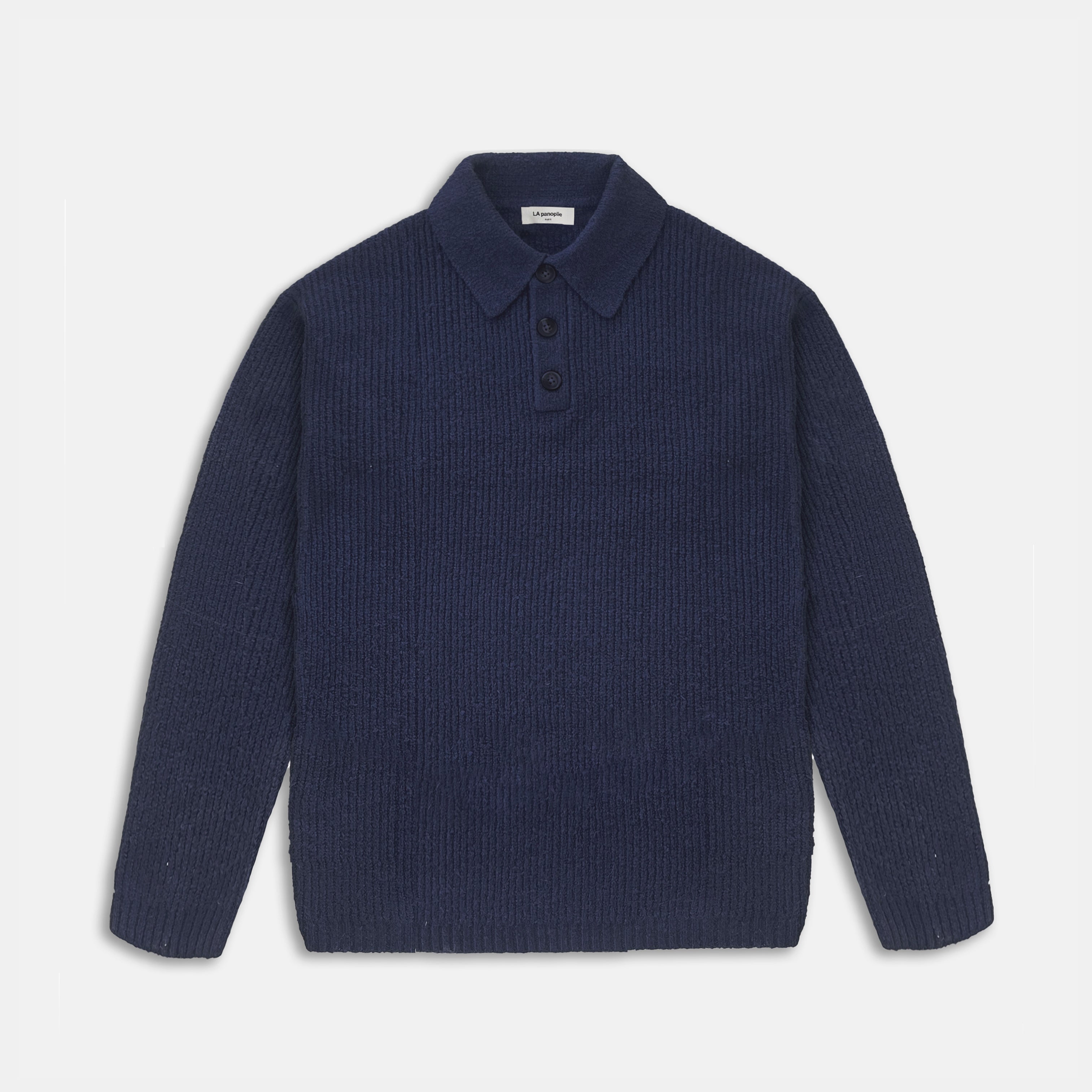 navy ribbed polo sweater – LA panoplie