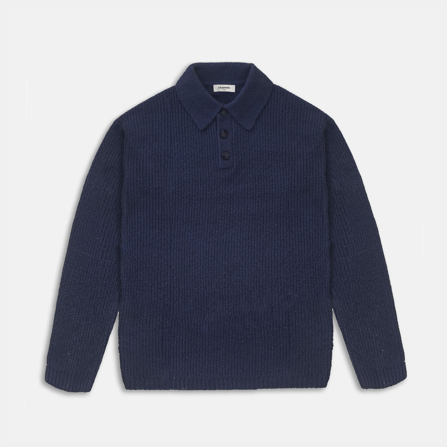 navy ribbed polo sweater