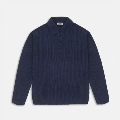 navy ribbed polo sweater