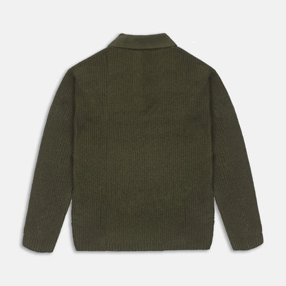 Khaki ribbed polo sweater